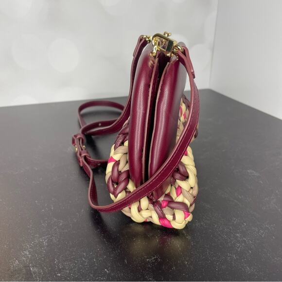 THEMOIRÈ Braided Cabernet Motif Mini Pochette With Removable Shoulder Straps - Picture 3 of 8
